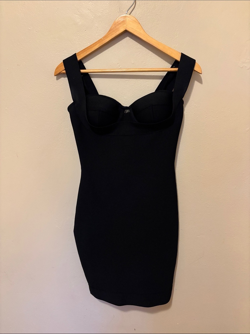 Fashion Nova Black Mini Bodycon Dress with Structured Bust